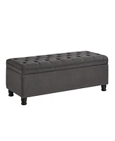 Simplie Fun Gray Linen Storage Bench with Wooden Legs