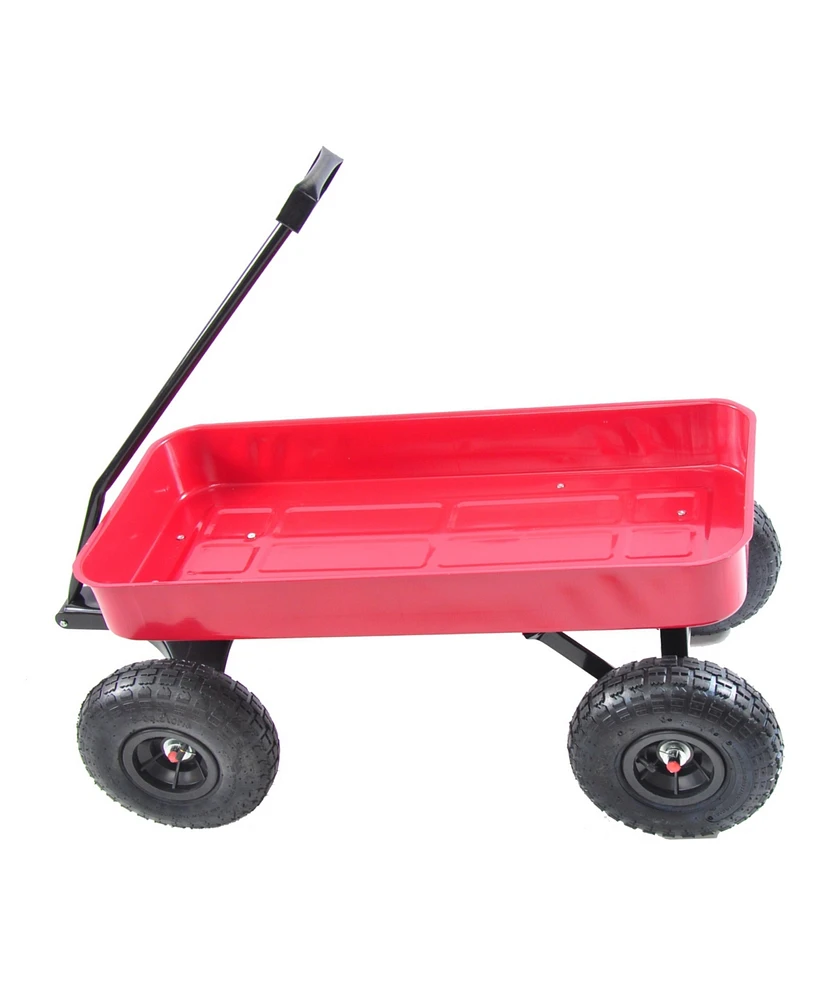 Simplie Fun Outdoor Wagon All Terrain Pulling Air Tires Children Kid Garden