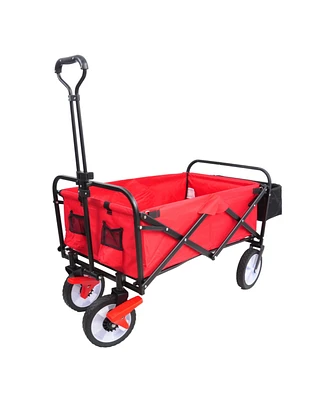 Simplie Fun Folding Station Wagon Garden Shopping Atv With Back Frame And Retractable Handle