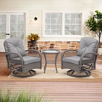 Streamdale Furniture 3-Piece Outdoor Swivel Rocker Patio Set, Grey