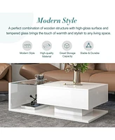 Streamdale Furniture Modernist Glass-Wood Center Table