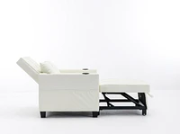 White leather convertible futon chair bed with Usb ports