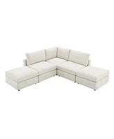 Simplie Fun 5-Seat Modern Sectional with Convertible Ottomans