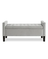 Streamdale Furniture Gray Upholstered Storage Bench with Armrest