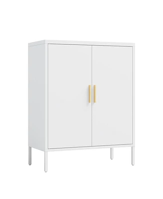 Simplie Fun Steel Lockable Storage Cabinet with Adjustable Shelves, White