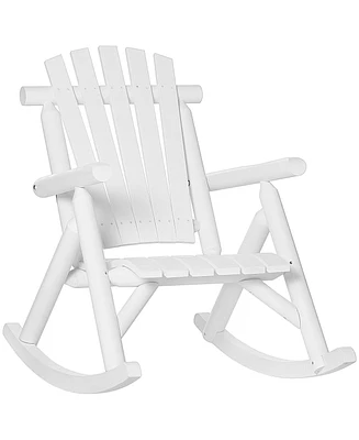 Simplie Fun Rustic White Rocking Chair for Outdoor Patio & Garden