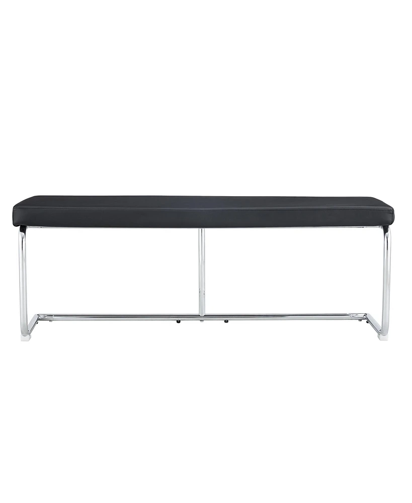 Simplie Fun 51" Contemporary Stainless Steel Bench with Faux Leather