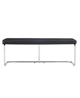 Simplie Fun 51" Contemporary Stainless Steel Bench with Faux Leather