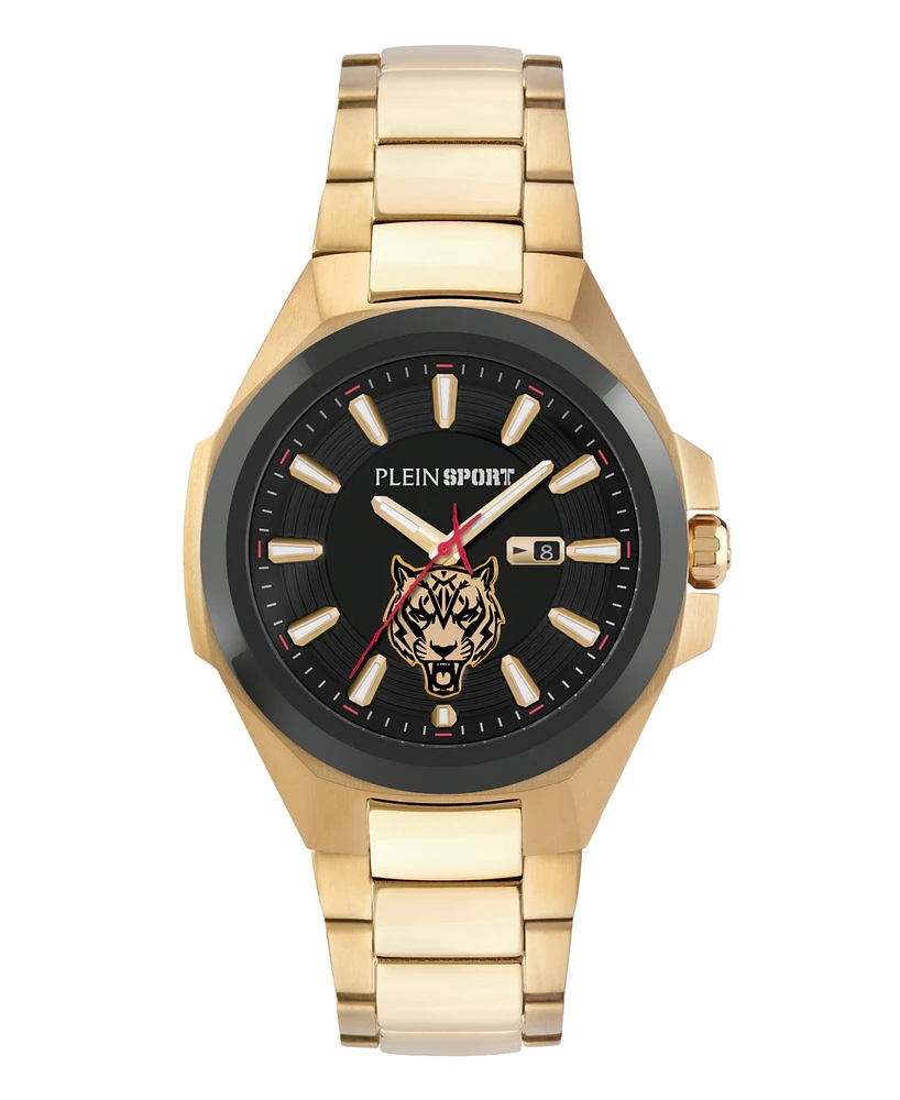 Plein Sport Men's Tigermaster Three Hand Date Quartz Gold Stainless Steel 47MM