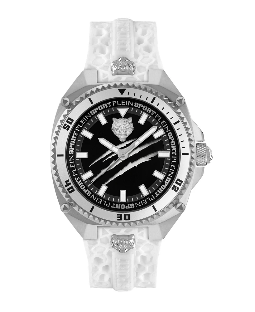 Plein Sport Men's Thunder Force Three Hand Quartz White Silicone 47MM