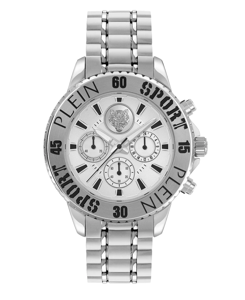 Plein Sport Men's Glam Chrono Chronograph Quartz Silver Stainless Steel 44MM