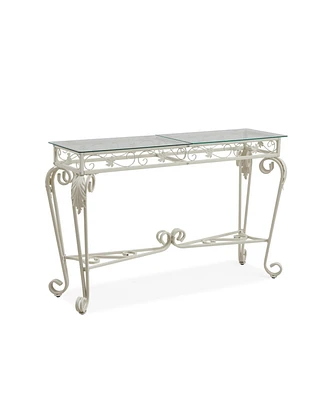 Simplie Fun Elegant Glass and Metal Entryway Table with Storage