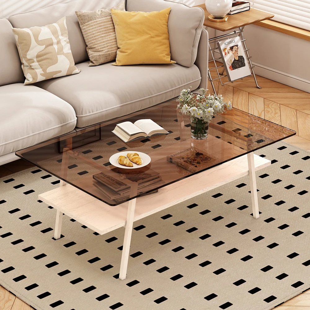 Modern Brown Glass Coffee Table