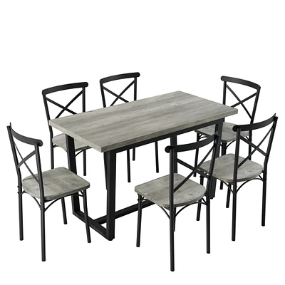 Simplie Fun 7-Piece Dining Set for Kitchen and Living Room