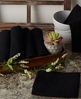 Design Imports Cotton Kitchen Collection Dishtowel Set, 18x26", Black, 6 Piece