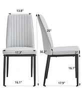 Set of 4 Upholstered Dining Chairs with Metal Legs