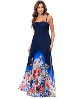 Xscape Women's Sunburst Floral-Ombre Long Dress