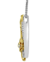 Diamond Belle Rose Circle Pendant Necklace (1/10 ct. t.w.) in Gold-Plated Sterling Silver, 16" + 2" extender - Sterling Silver  Gold