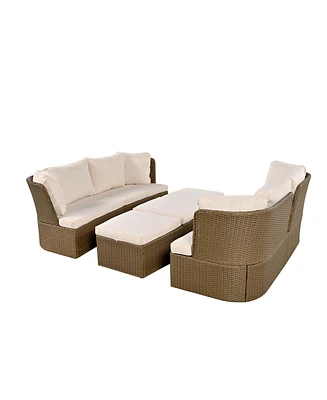 Simplie Fun Wicker patio set with thick cushions