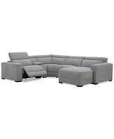 Nevio -Pc. Fabric Power Headrest Sectional and Chaise with 1 Motion Chair