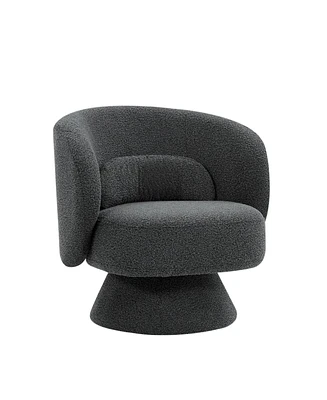Simplie Fun Modern Dark Grey Swivel Accent Chair with Pillows