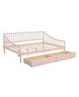 Simplie Fun Full Size Daybed With Two Storage Drawers And Support Legs, White