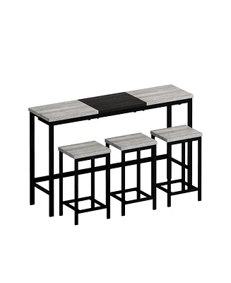 Simplie Fun Modern Grey and Black Dining Set with Hanging Stools