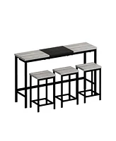 Simplie Fun Modern Grey and Black Dining Set with Hanging Stools