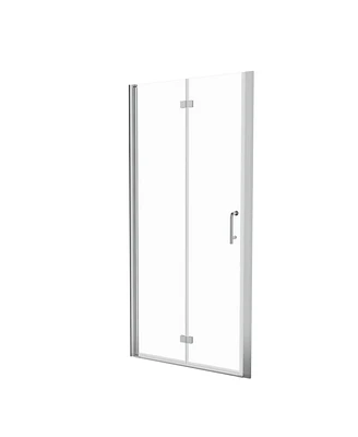 Streamdale Furniture 34 To 35-3/8 In. W X 72 In. H Bi-Fold Semi-Frameless Shower Doors In Chrome With Clear Glass