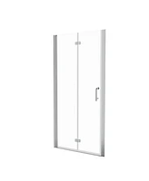 Simplie Fun 34 To 35-3/8 In. W X 72 In. H Bi-Fold Semi-Frameless Shower Doors In Chrome With Clear Glass