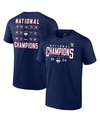 Fanatics Men's Navy UConn Huskies 2024 Ncaa Basketball National Champions Schedule T-Shirt