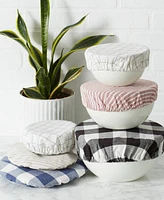 Design Imports Cloth Bowl Cover Collection Machine Washable, Cotton with Elastic Stretch for Food Storage, 10.25"/8.25"/7.5" Diameter, Farmhouse Plaid