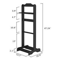 Accent Portable Garment Rack, Clothes Valet Stand With Storage Organizer, Black Finish