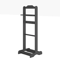 Accent Portable Garment Rack, Clothes Valet Stand With Storage Organizer, Black Finish