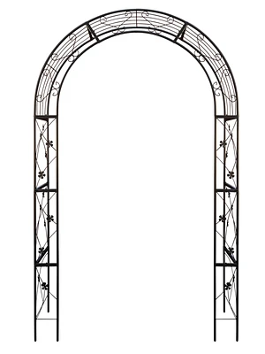 Simplie Fun Outdoor Black Metal Garden Arbor Archway