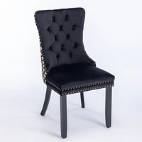 Contemporary Velvet Dining Chairs Set, Black & Patterned