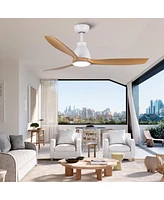 Streamdale Furniture 52 In.Integrated Led Ceiling Fan With Antique Brown Wood Graiin Blade