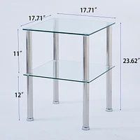 Clear side table & modern nightstand with storage shelf
