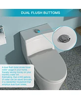 Streamdale Furniture Ceramic One Piece Toilet, Dual Flush With Soft Closing Seat 0000