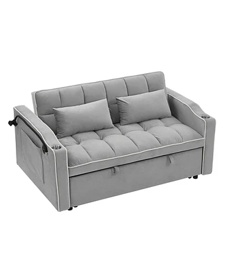 Simplie Fun 55.51 Inch Versatile Foldable Sofa Bed In 3 Lengths, Modern Sofa Sofa Sofa