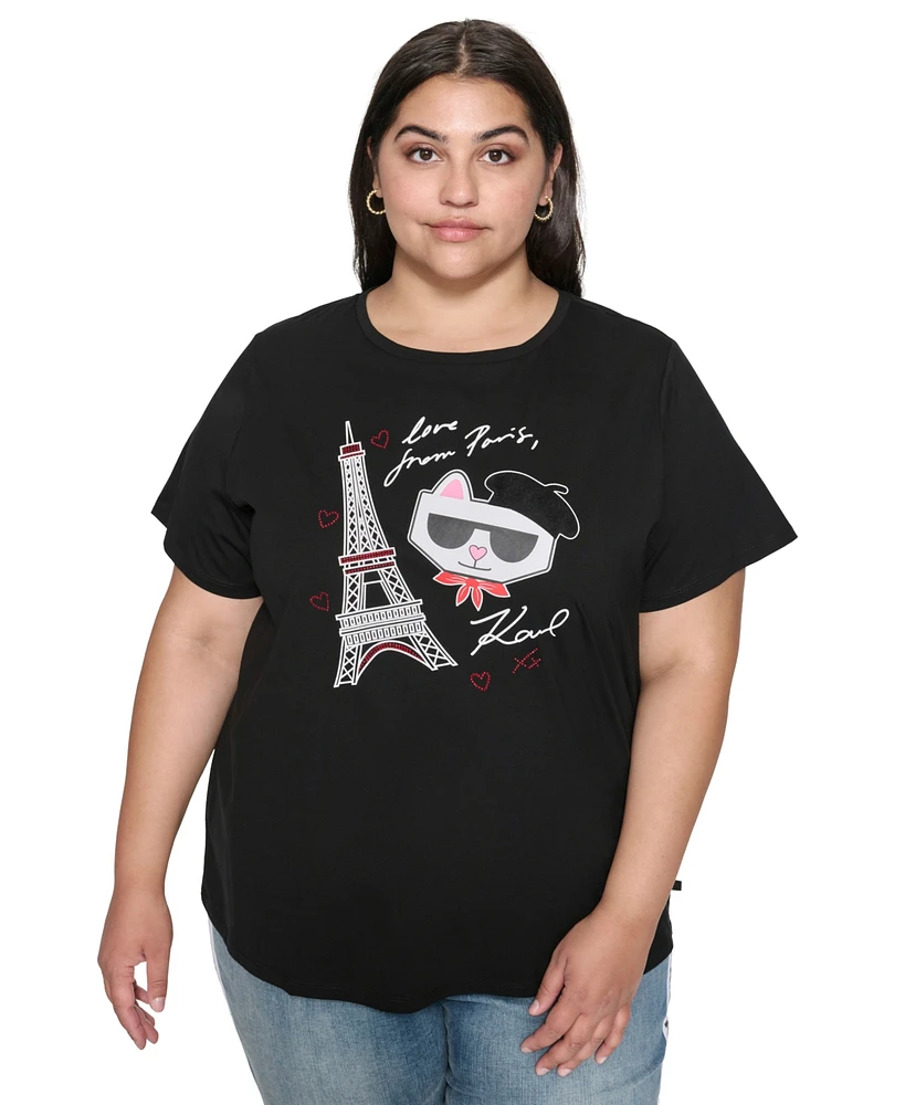 Karl Lagerfeld Paris Plus Choupette Graphic T-Shirt, Created for Macy's