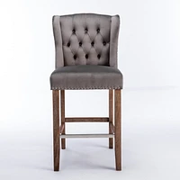 Grey Upholstered Counter Height Bar Stools Set