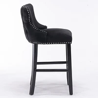 Modern Velvet Wingback Bar Stools, Set of 2