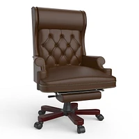 Streamdale Furniture Ergonomic High Back Office Chair with Footstool - Brown