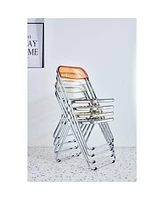 Streamdale Furniture Yellow Clear Transparent Folding Chair Chair Pc Plastic Living Room Seat Zdy-Huang-2