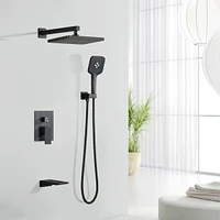 Wall Mounted Shower System with Handheld and Rainfall Shower Heads
