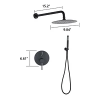 Round Wall Mounted Shower Combo with Rain Head & Handheld