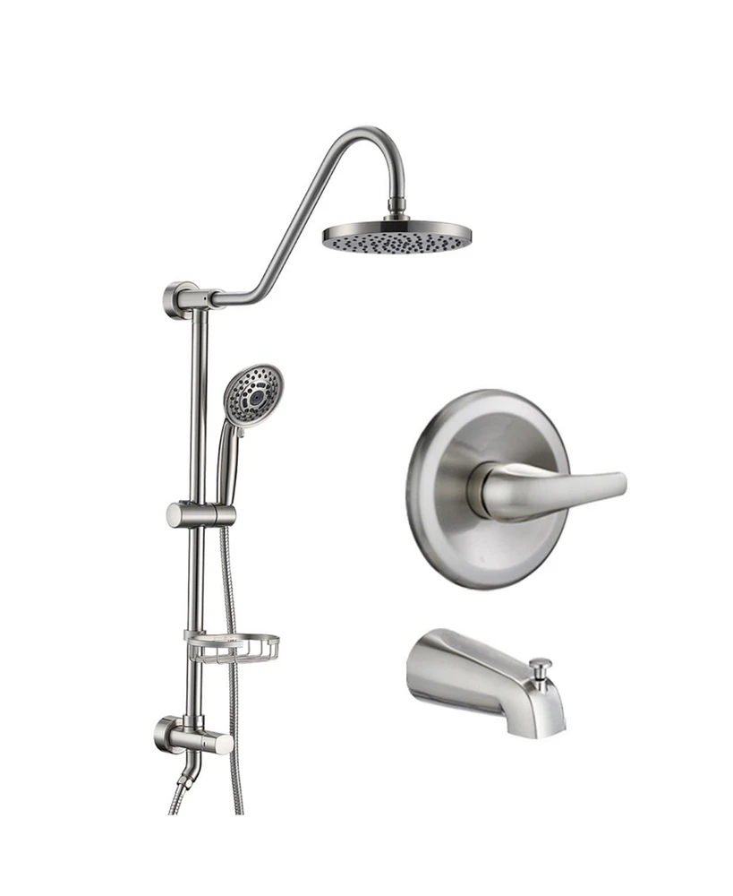 Simplie Fun 8" Rain Shower Head with Handheld System and Tub Spout