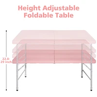 4FT Pink Portable Folding Table Indoor&Outdoor Maximum Weight 135Kg Foldable Table For Camping