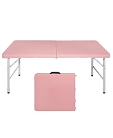 Streamdale Furniture 4FT Pink Portable Folding Table Indoor&Outdoor Maximum Weight 135Kg Foldable Table For Camping